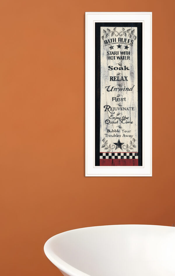 Bath Rules  White Framed Print Bathroom Wall Art - Image 3