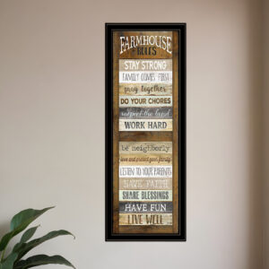 Farmhouse Rules  Black Framed Print Wall Art