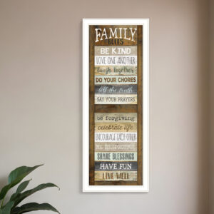 Family Rules Shutter  White Framed Print Wall Art
