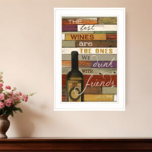 Wine With Friends White Framed Print Wall Art