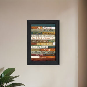 Our Family Rules  Black Framed Print Wall Art