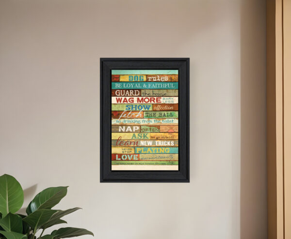 Dog Rules  Black Framed Print Wall Art