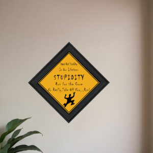 Stupidity Black Framed Print Wall Art