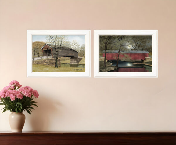 Set Of Two Bridges of  White Framed Print Wall Art