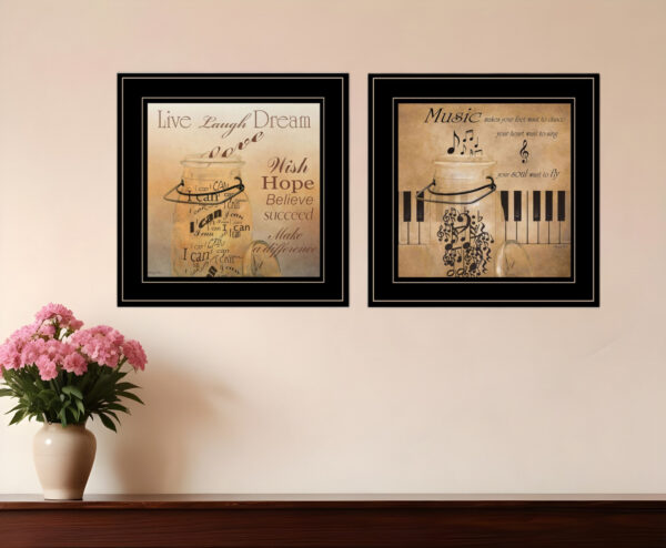 Set Of Two Music  Black Framed Print Wall Art