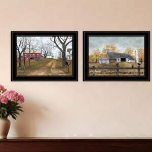 Set Of Two Country Roads  Black Framed Print Wall Art