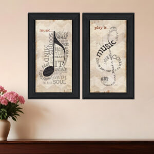 Set Of Two Music  Black Framed Print Wall Art