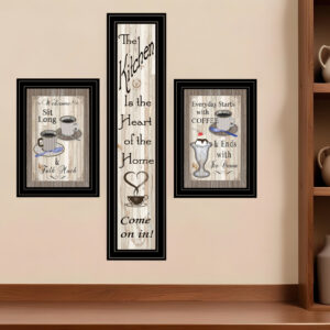 Set Of Three Come On In Black Framed Print Kitchen Wall Art