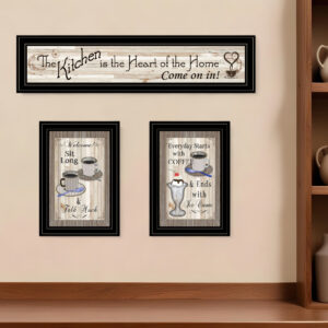 Set Of Three Kitchen Come In Black Framed Print Kitchen Wall Art