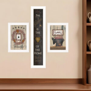 Set Of Three The Primitive Kitchen White Framed Print Kitchen Wall Art