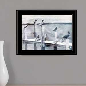 Birds on a Pier  Black Framed Print Kitchen Wall Art