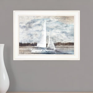 Sailboat on Water  White Framed Print Wall Art