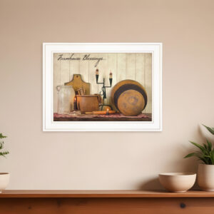 Farmhouse Blessings  White Framed Print Kitchen Wall Art
