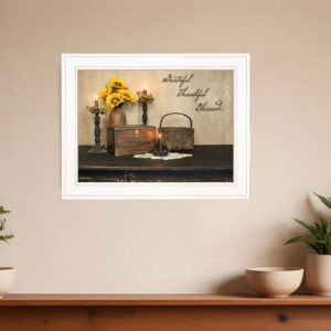 Grateful Thankful Blessing White Framed Print Wall Art