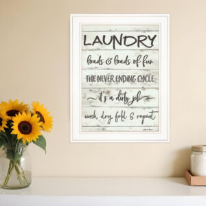 Laundry  White Framed Print Bathroom Wall Art