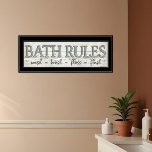 Bath Rules  Black Framed Print Bathroom Wall Art