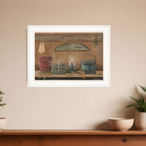 Treasures on the Shelf I  White Framed Print Wall Art