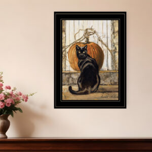 Black Cat  Black Framed Print Wall Art