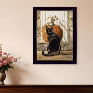 Black Cat  Black Framed Print Wall Art