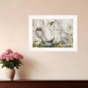 Dandy Lion  White Framed Print Wall Art