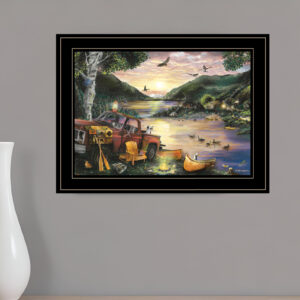 Lakefront Camping I  Black Framed Print Wall Art