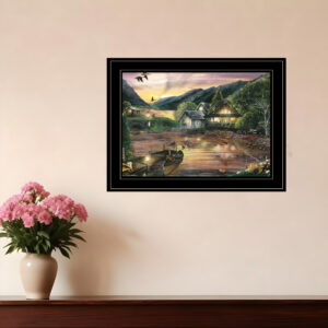 Lakefront Camping II  Black Framed Print Wall Art