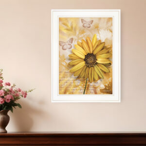 Flowers and Butterflies II  White Framed Print Wall Art