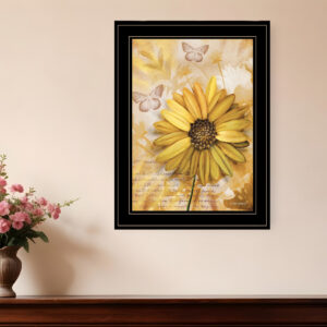 Flowers and Butterflies II  Black Framed Print Wall Art