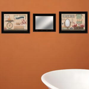 Set Of Three Country Bath III  Black Framed Print Bathroom Wall Art