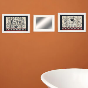 Set Of Three Hot Bath  White Framed Print Bathroom Wall Art