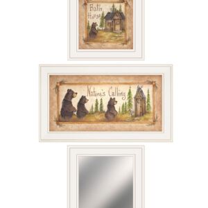 Set Of Three Nature Bath  White Framed Print Bathroom Wall Art