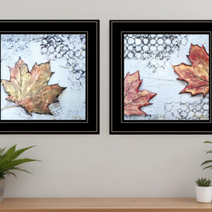 Set Of Two Channeling Fall Leaves Black Framed Print Wall Art