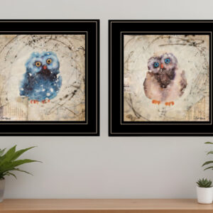 Set Of Two Wonder Years Owls Black Framed Print Wall Art