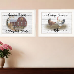 Set Of Two Country Living White Framed Print Wall Art