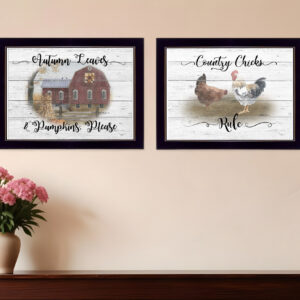 Set Of Two Country Living Black Framed Print Wall Art