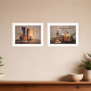 Set Of Two Amazing Grace  White Framed Print Kitchen Wall Art