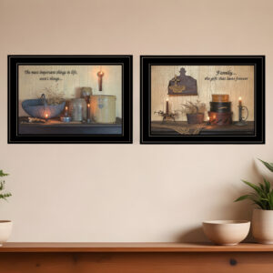 Set Of Two Family Forever  Black Framed Print Wall Art