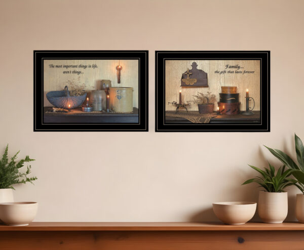 Set Of Two Family Forever  Black Framed Print Wall Art