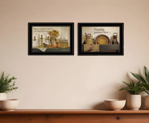 Set Of Two May Our Hearts Be Warm  Black Framed Print Kitchen Wall Art