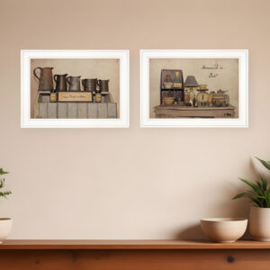 Set Of Two Homemade is Best  White Framed Print Kitchen Wall Art