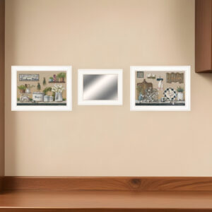 Set Of Three Farmhouse Kitchen  White Framed Print Kitchen Wall Art