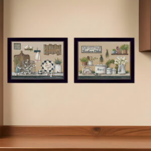 Set Of Two Farmhouse Kitchen  Black Framed Print Kitchen Wall Art