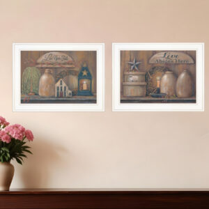 Set Of Two Love Never Fails  White Framed Print Wall Art