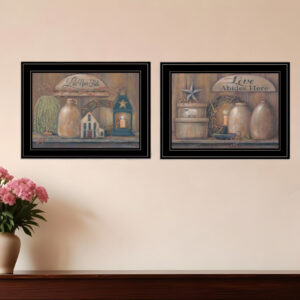 Set Of Two Love Never Fails  Black Framed Print Wall Art