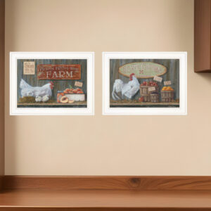Set Of Two Home Grown  White Framed Print Wall Art
