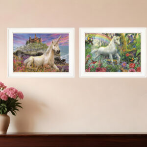Set Of Two Unicorns For You  White Framed Print Wall Art