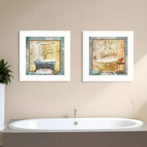 Set Of Two A Bit of Bubbly  White Framed Print Bathroom Wall Art