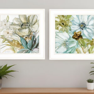 Set Of Two Sea Glass  White Framed Print Wall Art