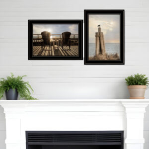 Set Of Two By The Sea  Black Framed Print Wall Art
