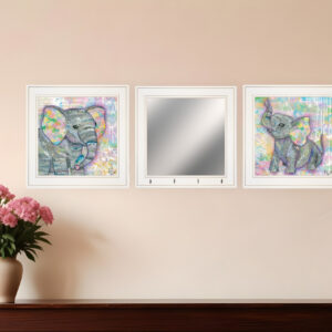 Set Of Three Elephant I and II  White Framed Print Wall Art